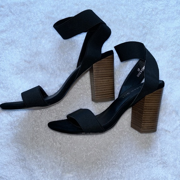 Madden Girl Black Stretch Block Heel Sandal - Picture 2 of 5
